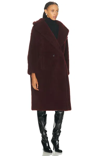 Max Mara Bordeaux Teddy Bear Icon Coat In Alpaca And Wool In Burgundy