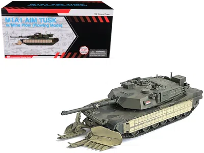 Dragon Models United States M1a1 Aim (abrams Integrated Management) Tank With Mine Plow (plowing Mode) #68 "united In Green