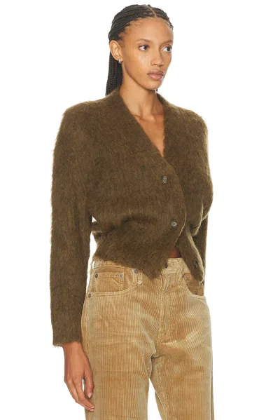 R13 Split Hem Ribbed Cardigan In Brown