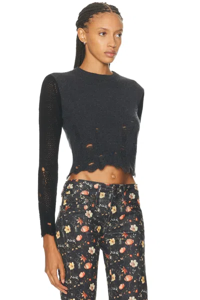 R13 Combo Sleeve Baby Crewneck Sweater In Gold