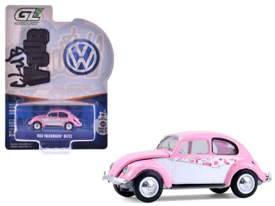 Greenlight 1950 Volkswagen Beetle "botanical Beetle" Pink And White With Graphics "club Vee-dub" Series 21 1/64 In Multi