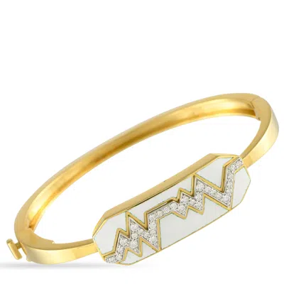 David Webb 18k Yellow Gold Diamond And White Enamel Skip Bracelet Dv03-090225 In Gold