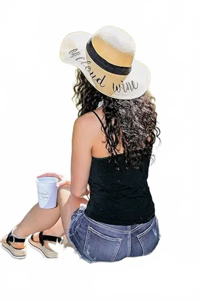 Cc On Cloud Wine Embroidered Sun Hat In Tan/black In Neutral