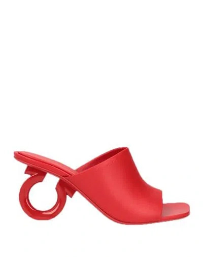 Ferragamo Ladies Red Nappa Astro 70 Elinda Slide Sandals