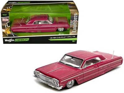 Maisto 1964 Chevrolet Impala Ss Lowrider Pink With Graphics And White Interior "lowriders" " Design"  In Red