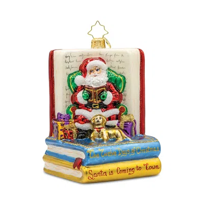 Christopher Radko Santa Book Nook Snow Gifts Glass Ornament In Multi
