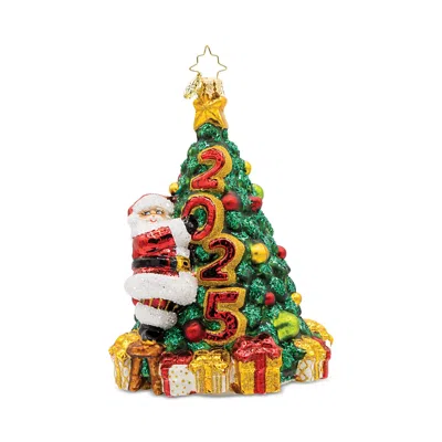 Christopher Radko Santa 2025 Tree Trim Snow Gifts Glass Ornament In Green