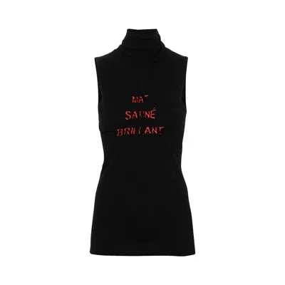 Pre-owned Mm6 Maison Margiela Ribbed Top 'black/red' | Women's Size L