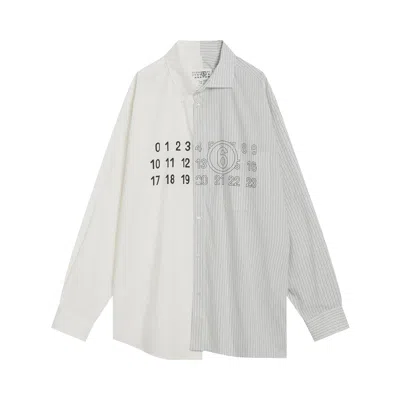 Pre-owned Mm6 Maison Margiela Poplin Shirt 'stripes Grey White' | Men's Size 52 In Gray