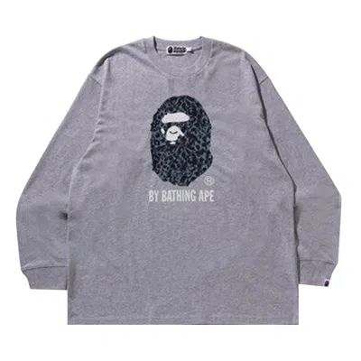 Pre-owned Bape Wild Leopard Pattern Relaxed Fit Long-sleeve Tee 'grey' | Men's Size L In Gray