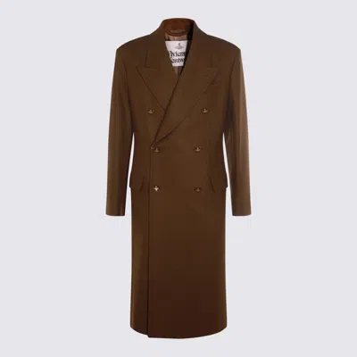 Vivienne Westwood Long Coat With Flap Pockets And Back Vent In Multi