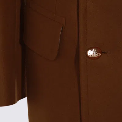 Vivienne Westwood Long Coat With Flap Pockets And Back Vent In Multi