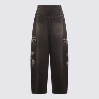 Blumarine Jeans Dalla Gamba Ampia In Denim Nero Donna In Black