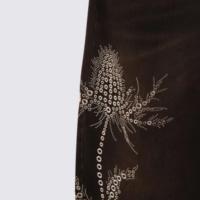 Blumarine Jeans Dalla Gamba Ampia In Denim Nero Donna In Black