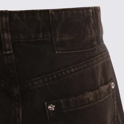 Blumarine Jeans Dalla Gamba Ampia In Denim Nero Donna In Black