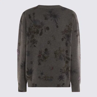 Blumarine Women Printed Wool Blend Oversize Cardigan In Gray