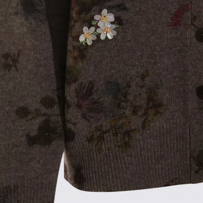 Blumarine Women Printed Wool Blend Oversize Cardigan In Gray