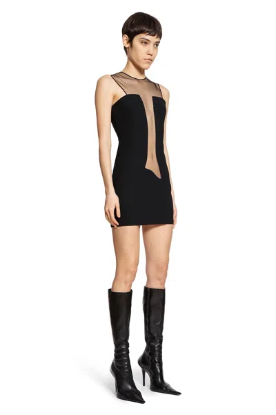 Nensi Dojaka Mini Fitted Dress With Ruched Tulle In Multi