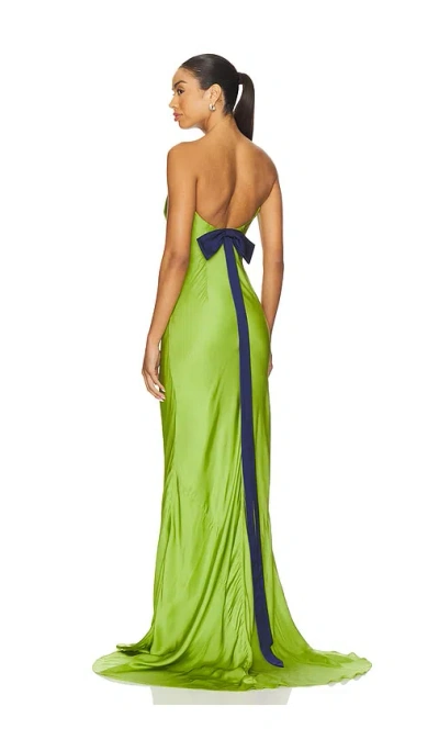 Alejandra Alonso Rojas Open Back Gown With Bow In Green