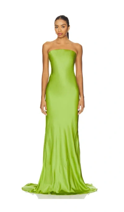 Alejandra Alonso Rojas Open Back Gown With Bow In Green