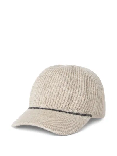 Brunello Cucinelli Cashmere Cap Featuring Contrast Trim In Neutral