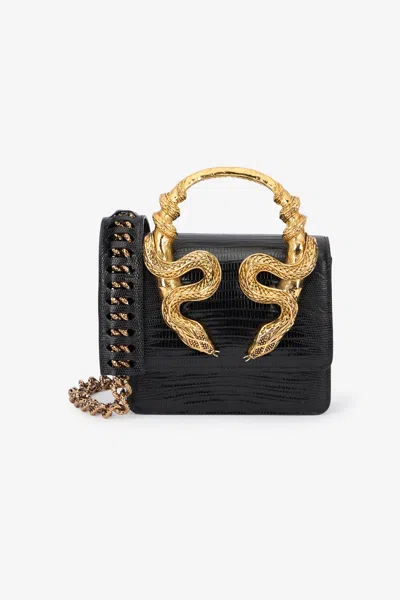 Roberto Cavalli Snake-embellished Chain Tote Bag In Black