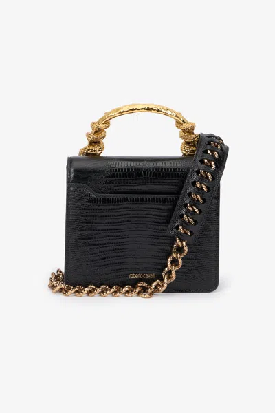 Roberto Cavalli Snake-embellished Chain Tote Bag In Black