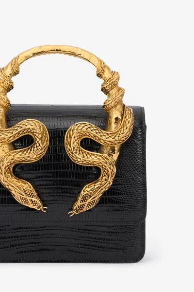 Roberto Cavalli Snake-embellished Chain Tote Bag In Black