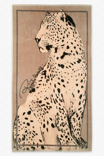 Roberto Cavalli Big Cat Print Beach Towel In Animal Print