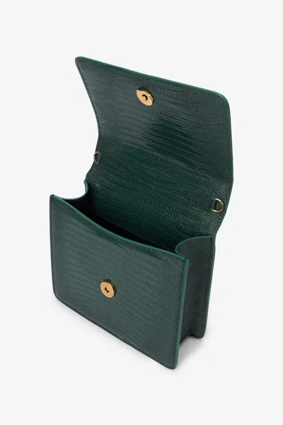 Roberto Cavalli Chain Strap Shoulder Bag With Snake Handle In Green