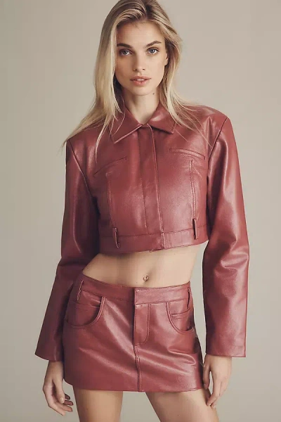 Lamarque Gia Cropped Leather Jacket In Pink