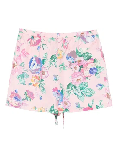 花卉抽绳短裤