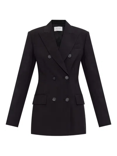 Sportmax Double-breasted Brown Wool Jacket In Black