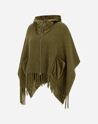 Herno Fringed Hooded Jacket In Green