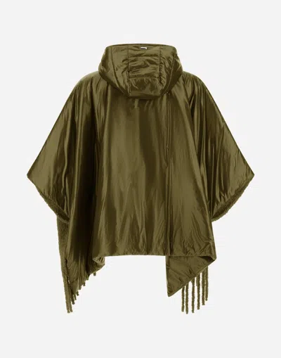 Herno Fringed Hooded Jacket In Green