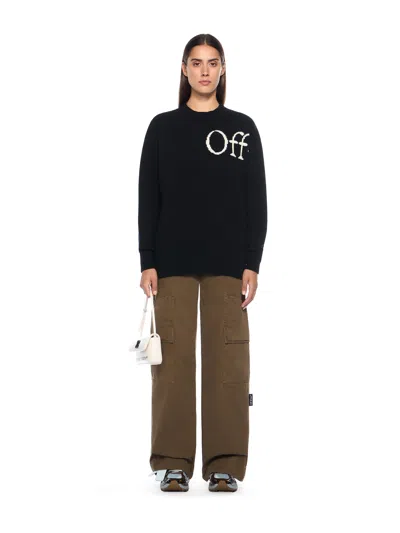 Off-white Bookish Shared Knit Crewneck In Black