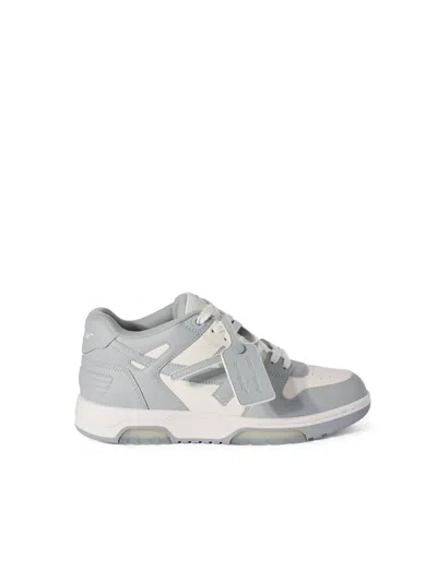 Off-white Low Top Sneakers With Perforated Toe And Rubber Sole In Gray
