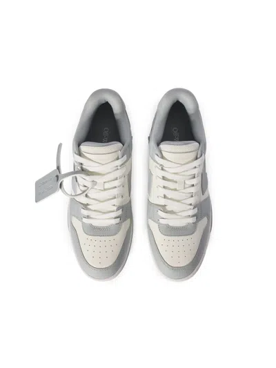 Off-white Low Top Sneakers With Perforated Toe And Rubber Sole In Gray