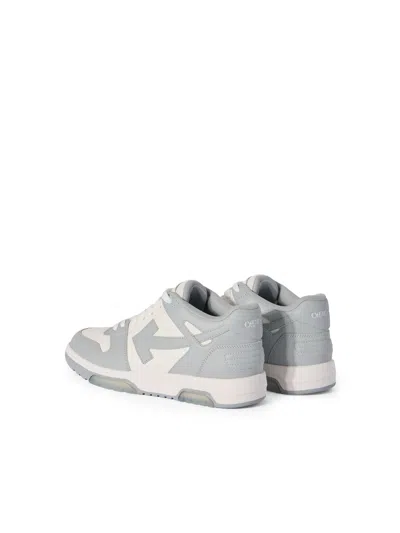 Off-white Low Top Sneakers With Perforated Toe And Rubber Sole In Gray