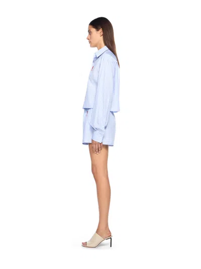 Off-white Striped Poplin Shirt In Blue