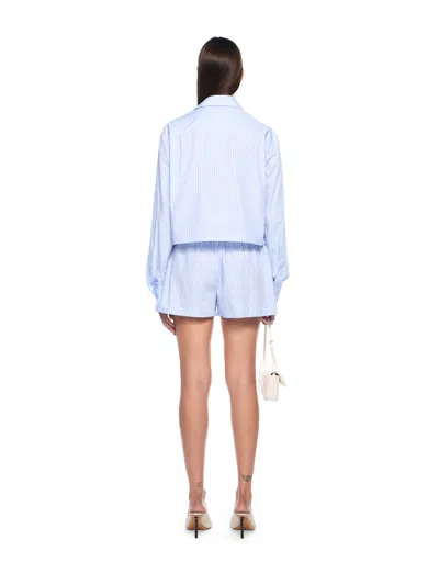 Off-white Striped Poplin Shirt In Blue