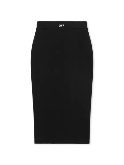 Off-white Black Pencil Skirt With Off Logo