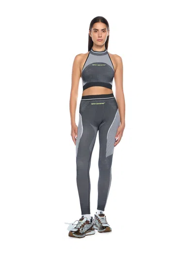 Off-white Gray Race Logo Arrow Seamless Leggings In Multi