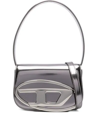 Diesel Oval-d Logo Patent Leather Shoulder Bag In Multi