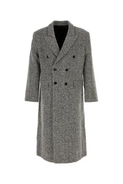 Ernest W.baker Embroidered Wool Coat In Gray