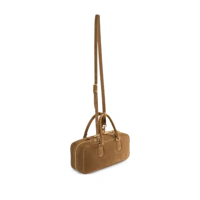Miu Miu Arcadie Suede Leather Satchel With Padding In Brown