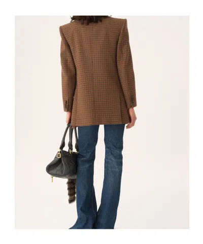 Chloé Checked Double-breasted Wool-blend Blazer In Animal Print