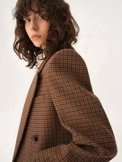 Chloé Checked Double-breasted Wool-blend Blazer In Animal Print