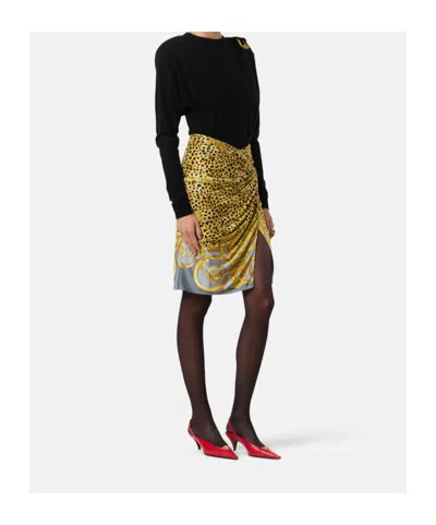 Versace Wool Sweater With Buckle Detail And Long Sleeves In Black