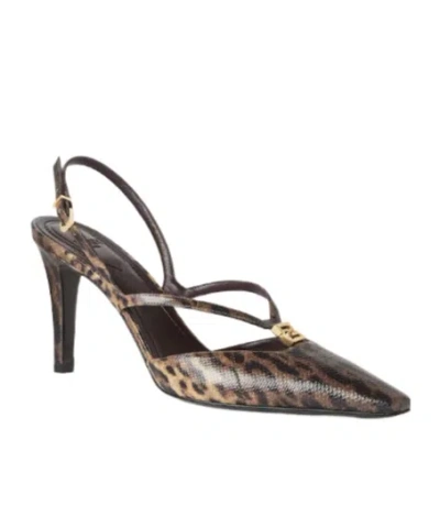 Fendi Ffold High Heel Printed Karung Slingbacks In Multi